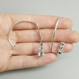 Vintage Rhinestone Ear Wrap Cuff, Silver Tone Hook Around, Estate